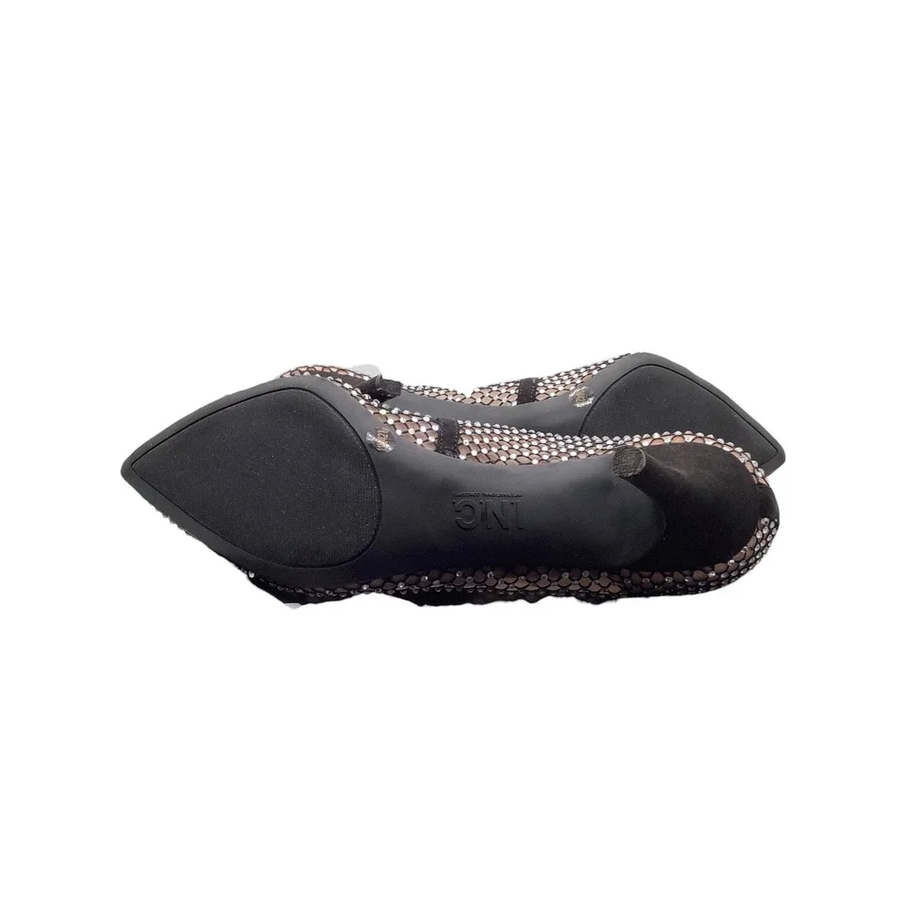 INC International Concepts Zitah85 Black Mesh Rhinestone Pointed Toe Pumps 11M